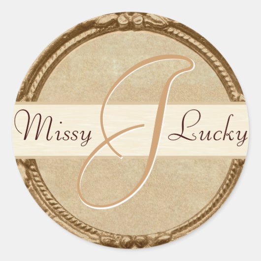 Rond Sticker Monogramme d'or/Sceau (Devant)