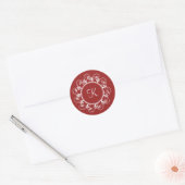 Rond Sticker Monogramme fantaisie (rouge) (Enveloppe)