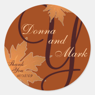 Rond Sticker Monogramme feuille pour invitation