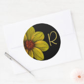 Rond Sticker Monogramme Fleur Jaune (Enveloppe)