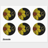 Rond Sticker Monogramme Fleur Jaune (Feuille)
