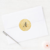 Rond Sticker Monogramme Floral Rose Or (Enveloppe)