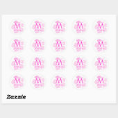 Rond Sticker Monogramme HIbiscus rose (Feuille)