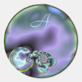 Rond Sticker Monogramme Initial Abalone Look (Devant)