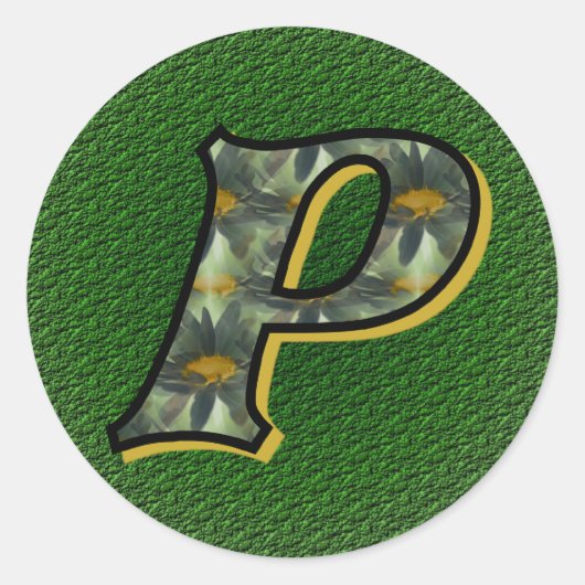 Rond Sticker Monogramme Initiale P Black Daisers (Devant)