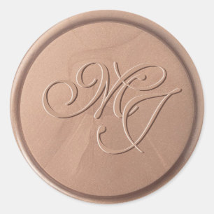 Rond Sticker Monogramme Initiales Chocolat Brown cire S