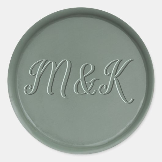 Rond Sticker Monogramme Initiales en cire foncée (Devant)