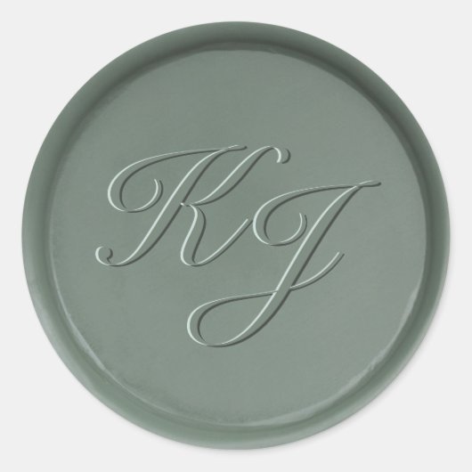 Rond Sticker Monogramme Initiales en cire foncée (Devant)