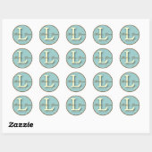 Rond Sticker Monogramme L bleu et Brown (Feuille)