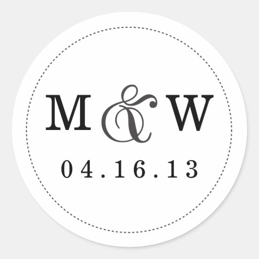 Rond Sticker Monogramme Mariage de charme - Blanc (Devant)