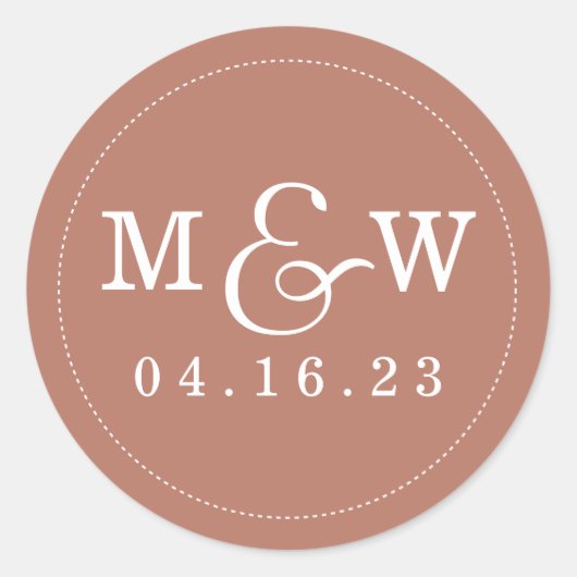 Rond Sticker Monogramme Mariage de charme en Terracotta (Devant)