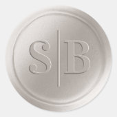 Rond Sticker Monogramme Mariage de cire d'ivoire blanc (Devant)