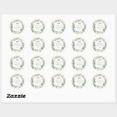 Rond Sticker Monogramme Mariage de feuillage vert aquar (Feuille)