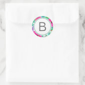 Rond Sticker Monogramme Mariage de fleurs fraîches (Sac)
