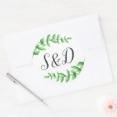Rond Sticker Monogramme Mariage de l'aquarelle (Enveloppe)