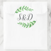Rond Sticker Monogramme Mariage de l'aquarelle (Sac)
