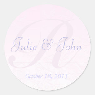 Rond Sticker Monogramme mariage en soie rose Fleurs Dam