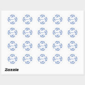 Rond Sticker Monogramme Mariage mexicain bleu Puebla (Feuille)