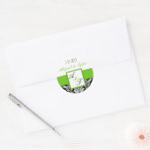 Rond Sticker Monogramme Mariage noir vert (Enveloppe)