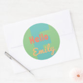 Rond STICKER monogramme moderne menthe corail rose pêch (Enveloppe)