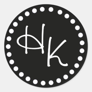 Rond Sticker Monogramme noir et blanc