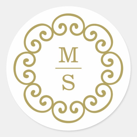 Rond Sticker Monogramme or ou sceaux Mariages Monogramm (Devant)