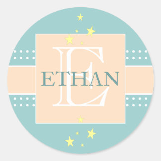 Rond Sticker Monogramme pour bébé Stardust