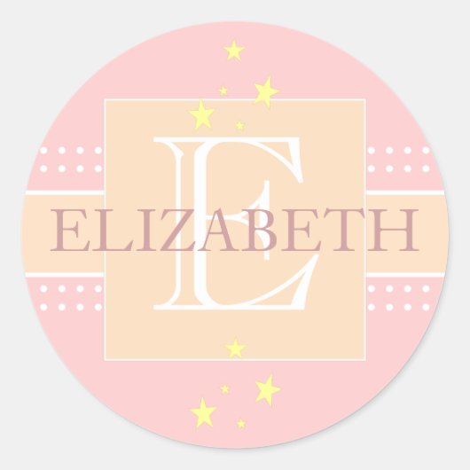Rond Sticker Monogramme pour fille Stardust (Devant)
