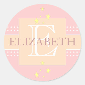 Rond Sticker Monogramme pour fille Stardust