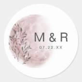 Rond Sticker Monogramme rose Bleu Lune Mystique (Devant)