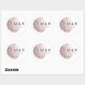 Rond Sticker Monogramme rose Bleu Lune Mystique (Feuille)