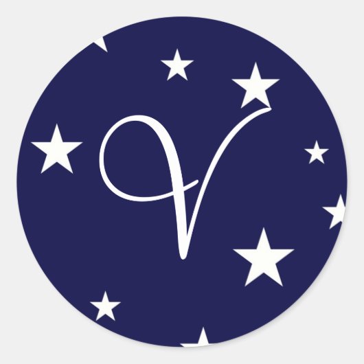Rond Sticker Monogramme V bleu marine (Devant)