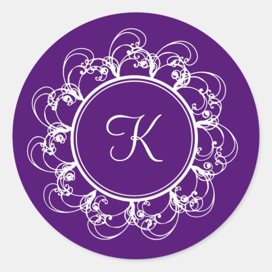 Rond Sticker Monogramme (violet) (Devant)