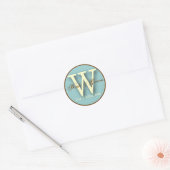 Rond Sticker Monogramme W bleu et Brown (Enveloppe)
