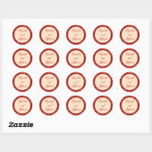 Rond Sticker Monogramme William Morris Feuilles rouges (Feuille)