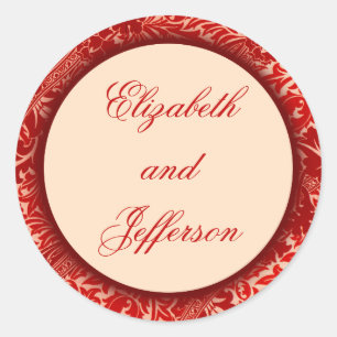 Rond Sticker Monogramme William Morris Feuilles rouges