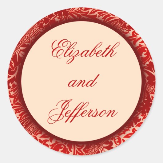 Rond Sticker Monogramme William Morris Feuilles rouges (Devant)