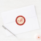 Rond Sticker Monogramme William Morris Feuilles rouges (Enveloppe)