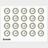 Rond Sticker Monogrammé William Morris Oiseaux & Fleurs (Feuille)