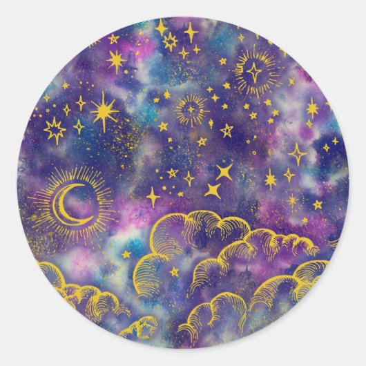 Rond Sticker "Moon and Stars" (Gold-Etc) (Devant)