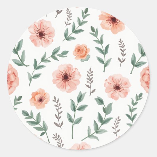 Rond Sticker motif à fleurs (Devant)
