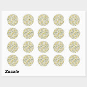 Rond Sticker Motif citrons et fleurs (Feuille)