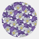 Rond Sticker Motif Columbine violet et blanc (Devant)