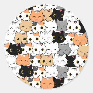 Rond Sticker motif doux chaton doodten sans soudure