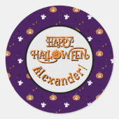Rond Sticker motif et message éffrayant Halloween (Devant)
