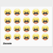 Rond Sticker Mustache Emoji Sigh Party (Feuille)