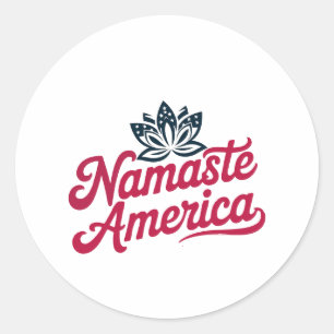 Rond Sticker Namaste America Lotus Patriotic