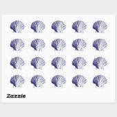 Rond Sticker Navy Blue Sea Shell (Feuille)