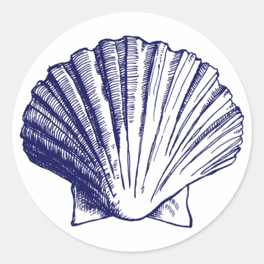 Rond Sticker Navy Blue Sea Shell (Devant)