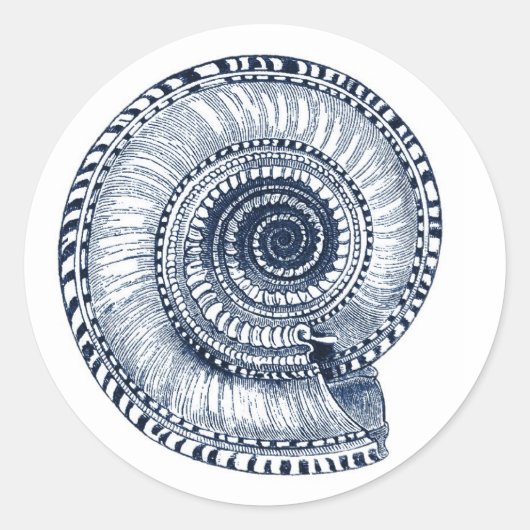 Rond Sticker Navy Blue Sea Shell (Devant)